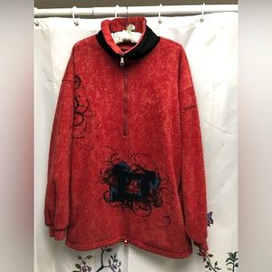 Schoffell 1/4 Zip pullover fleece.  Red with pattern.  Size large